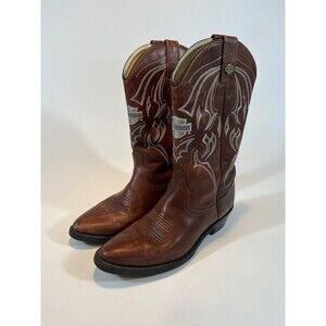 Harley Davidson Cowboy Boots Mens Size 10 Brown Leather 91299 Western